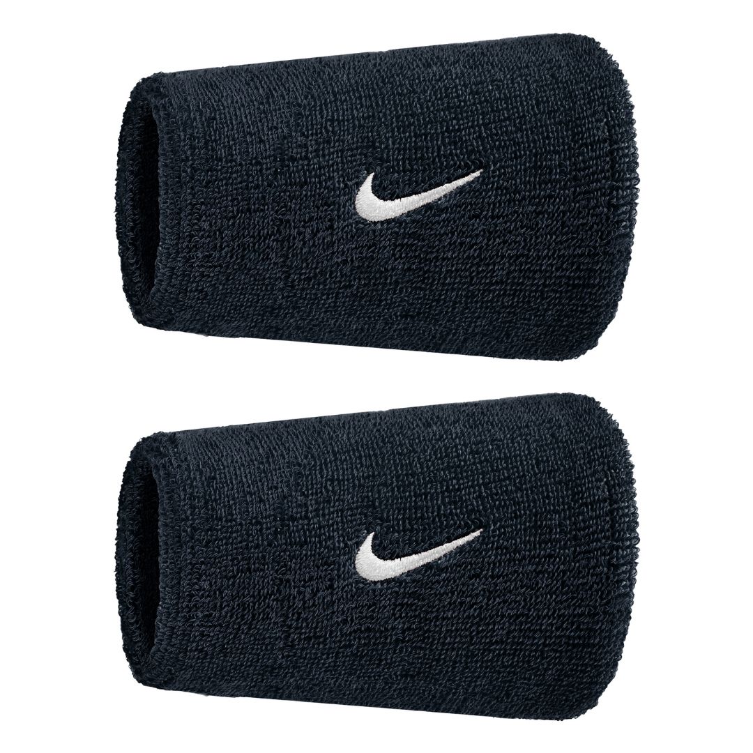 Nike Swoosh Classic Doublewide Wristbands 2-Pack Black/White billede